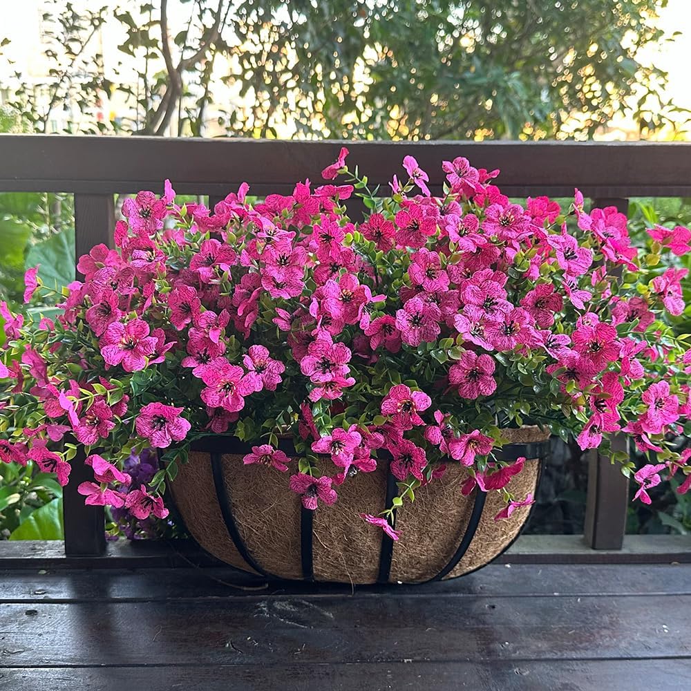 Artificial Flowers for Outdoor Outside Garden Home Decoration, 12 Bundles Faux Flowers Daisy Fake Plants Realistic UV Resistant for Outside Boxwood Porch Patio (Pink) - Image 7