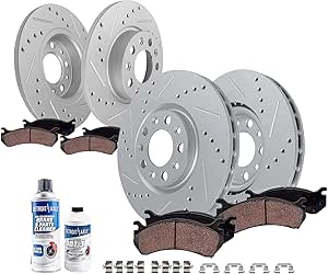 Complete 8-Piece Drilled & Slotted Brake Rotor And Pad Kit For Fiat 500X & Jeep Renegade