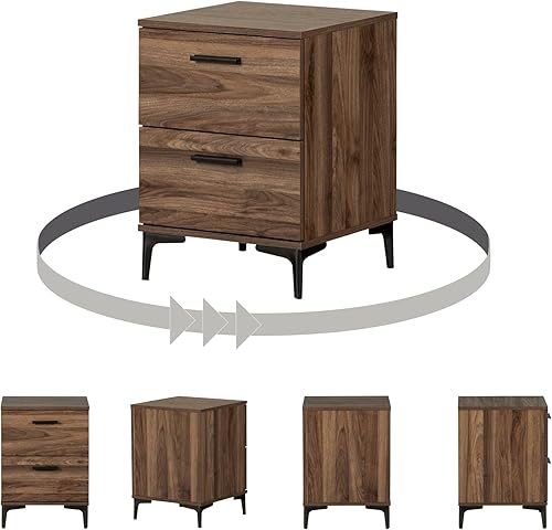 Miniatura 16 de South Shore Slendel - Mesa auxiliar de 2 cajones con patas de metal, roble Nordik Nogal natural.,Roble Nordik