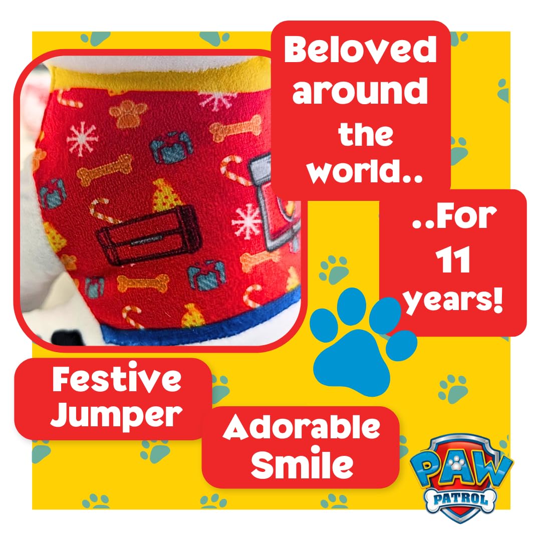 Paw Patrol Marshall Plush Toy - Medium Sitting Plush with Printed Seasonal Jumper, 25x22x13cm - Toys for Boys - Ideal for Fans for Kids - Image 4