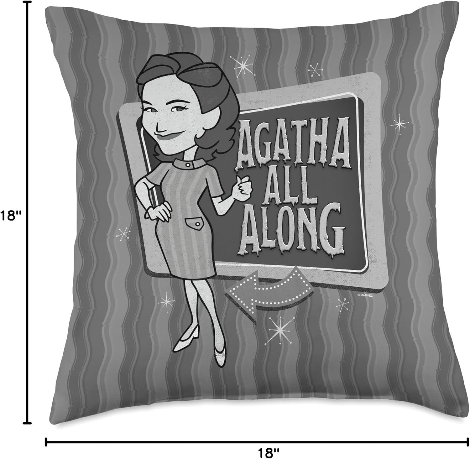 Marvel WandaVision Agatha All Along Retro Throw Pillow