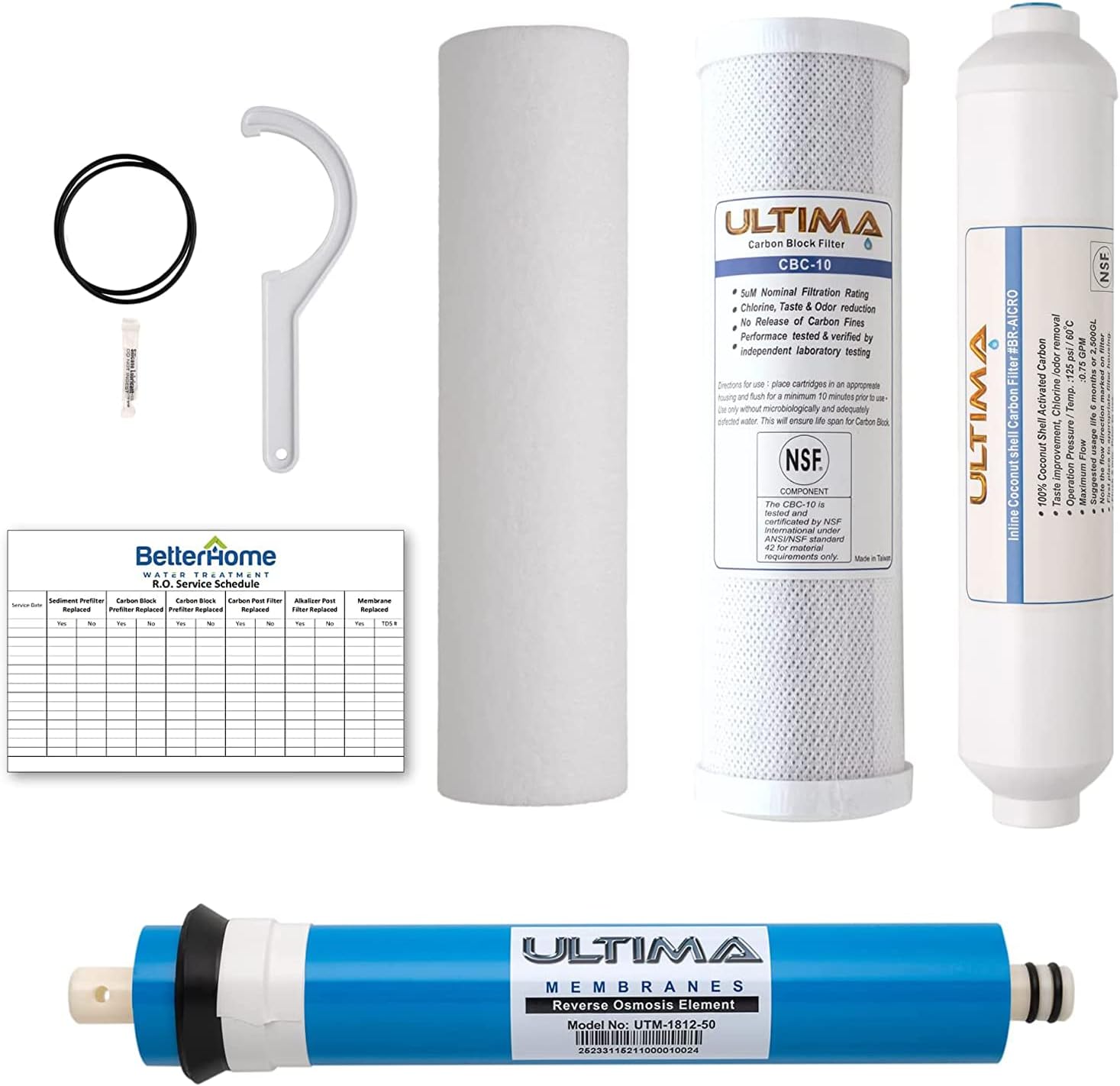 Ultima 4-Stage Reverse Osmosis Universal Under Sink Water Filter Replacement Cartidges with 50 GPD Reverse-Osmosis Membrane and 1 Quick Connect Post Filter