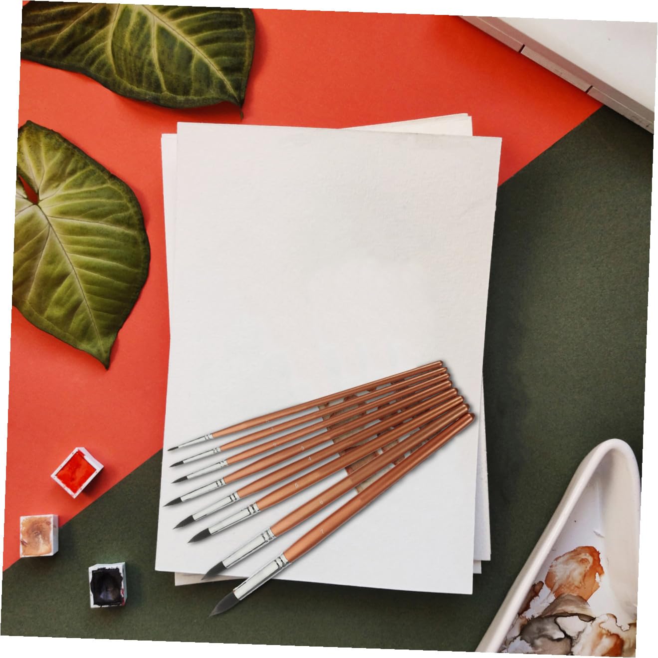 Cabilock 8 Piezas Pinceles Profesionales para Pintura Artística Mezcla de Pelo Animal Resistente Adecuados para Acuarela Óleo y Acrílico Portátiles y Fáciles de Limpiar para Escuela y Uso