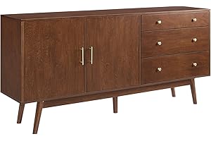 Walker Edison Mid-Century Modern Buffet Sideboard for Kitchen, Entryway, Dining Room - Walnut