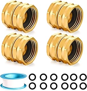 Garden Hose Fittings Connectors Adapter Solid Brass Repair double female to female faucet leader coupler dual water hose connector(3/4"GHT) (4-Pcs)
