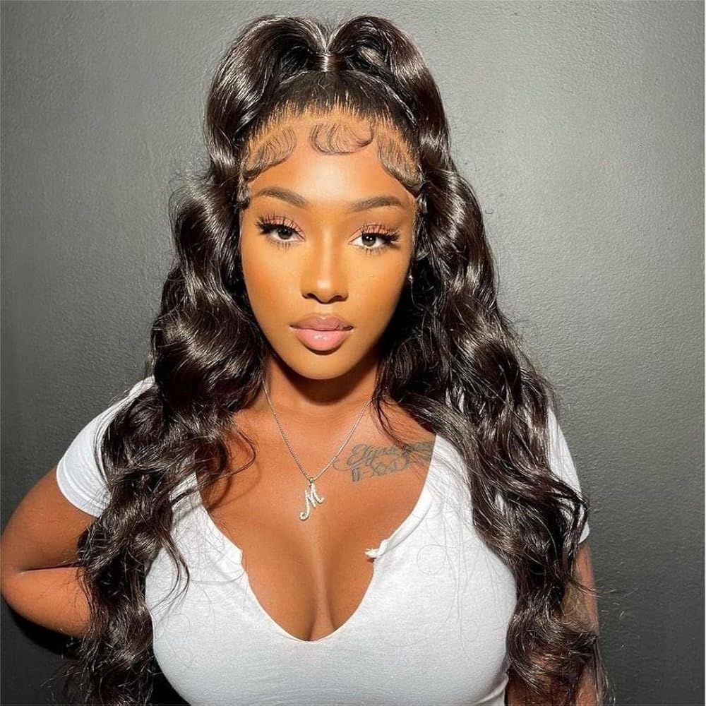 BEEOS 13x6 SKINLIKE Real HD Lace Front Wig, Ultra-fitted Sean Cap 250% Desnity 0.1mm Ultra-thin Invisible HD Lace Pre-plucked Bleached Knots Natural Black Body Wave Human Hair 22 Inch