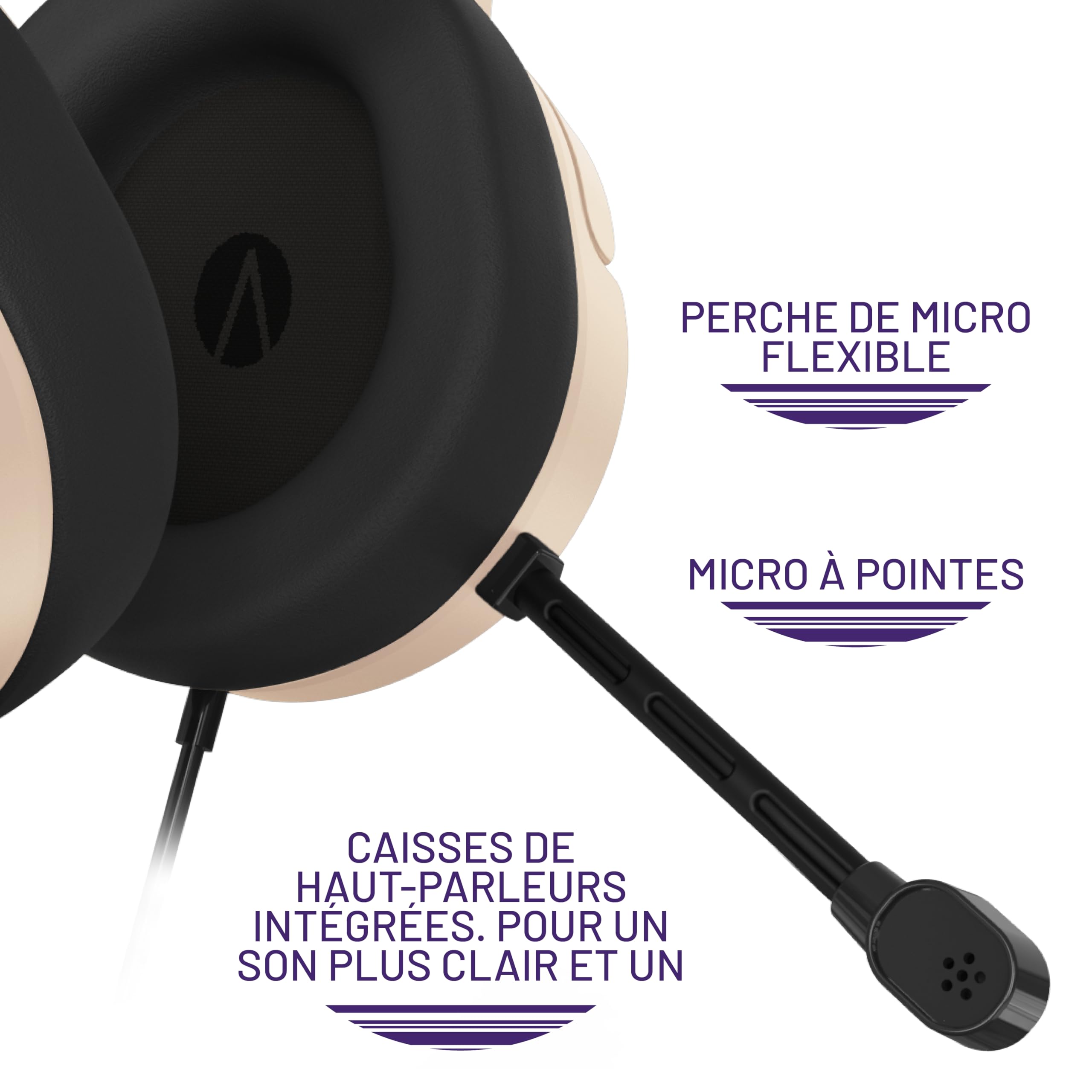 Stealth Panther Sand – Casque de Jeu Supra-auriculaire PS4/PS5, Xbox, Switch, PC avec Micro Flexible, Prise Jack 3,5 mm, câble de 1,5 m, léger, Confortable et Durable