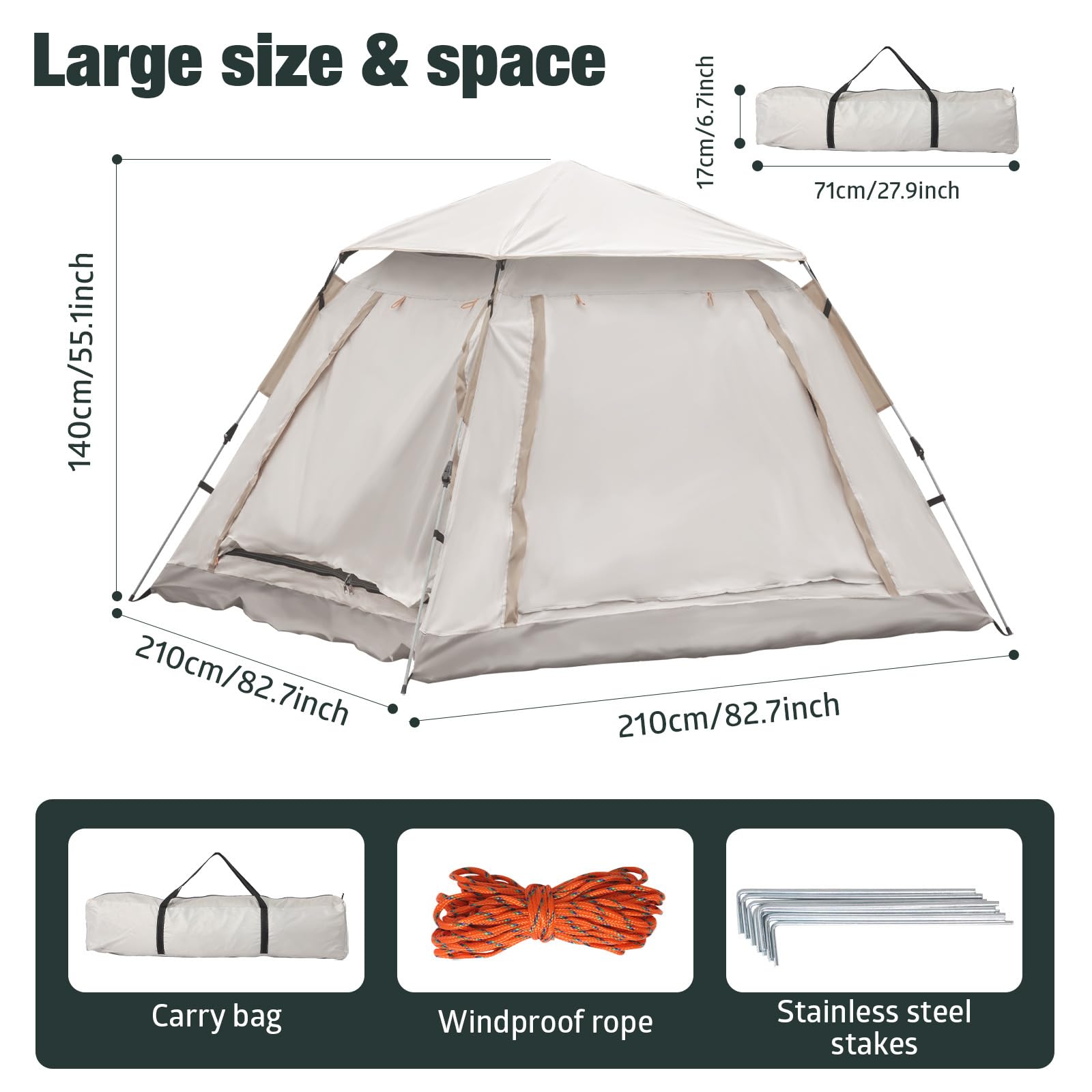 Anttyscar Wurfzelt Outdoor,Pop Up Zelt Für 3-4 Personen,Camping