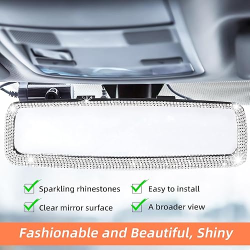 Miniatura 9 de Kewucn Espejo retrovisor antirreflejo con gran angular, 12 pulgadas (11.969 in) panorámica convexa curva retrovisor automático clip en el espejo