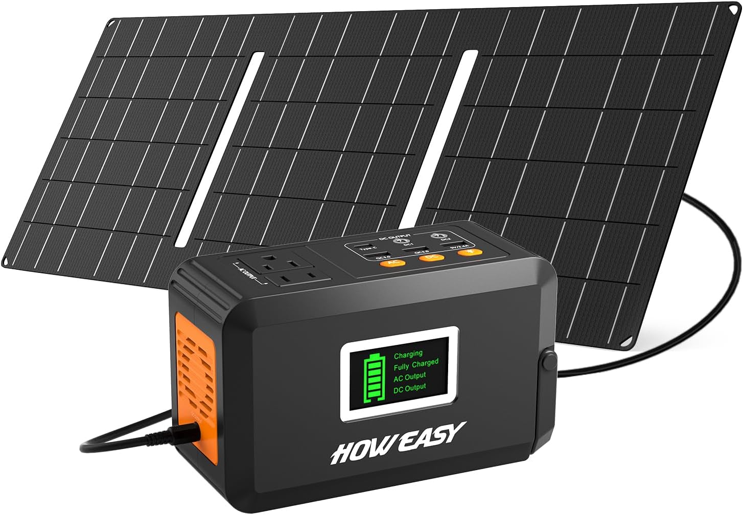 HOWEASY 120W Portable Power Station with 30W Solar Panel, 88Wh Battery