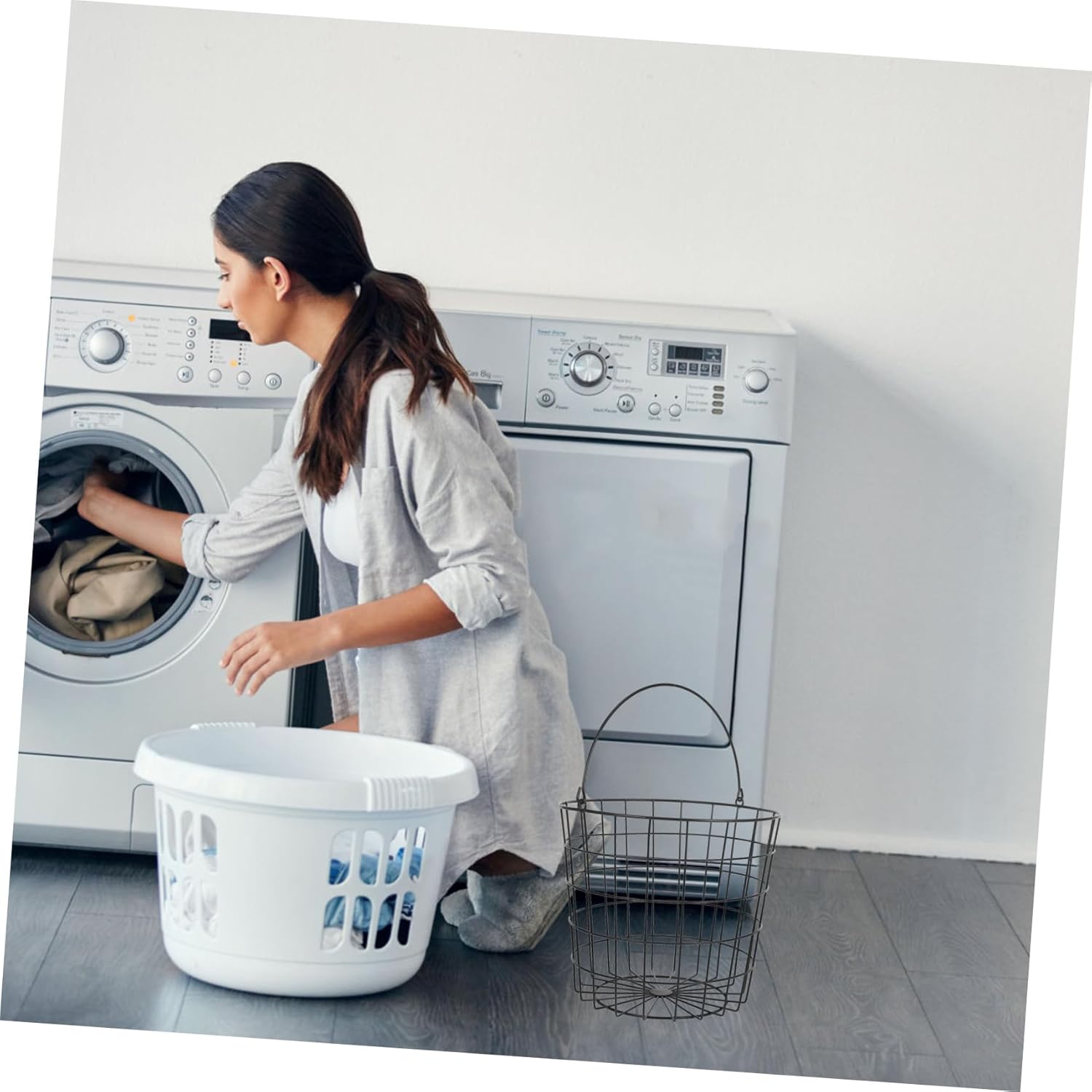 Alipis Metal Wire Laundry Basket Laundry Hamper with Handle Iron Dirty Clothes Basket Reusable Storage Basket Heavy Duty Utility Basket for Home Living Room Bedroom