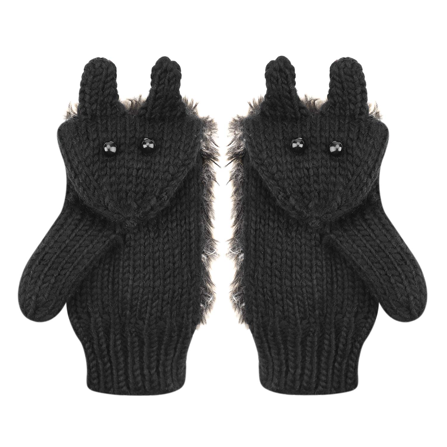 IBLUELOVER Women’s Mitten Novelty Hedgehog Gloves Winter Warm Thicken Gloves Cute Animal Knitted Full Finger Cartoon Outdoor Wrist Mittens