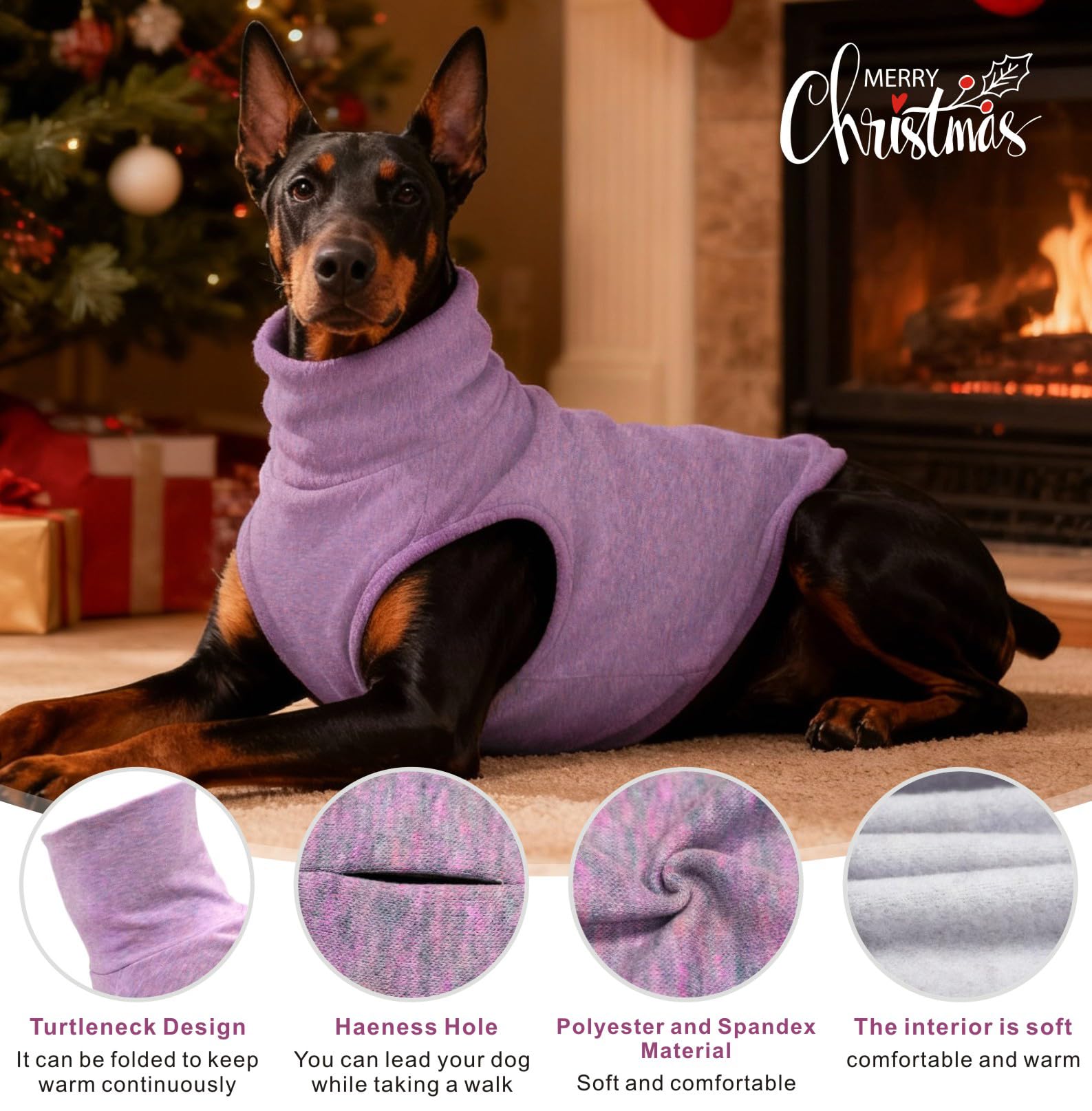 Felpe per Cani Maglioni cani Maglione per Animali Domestici Felpe con cappuccio Abbigliamenti per cani caldi Cappotti e giubbotti per cani piccoli e medi XS-4XL (Violetta, S)