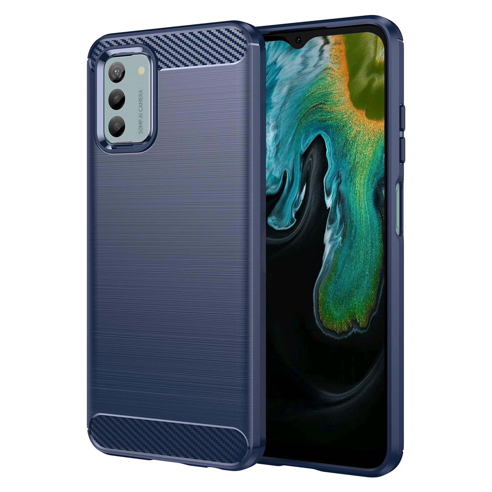 PARA NOKIA G10 Funda Fibra De Carbono Cubierta & Protector Pantalla