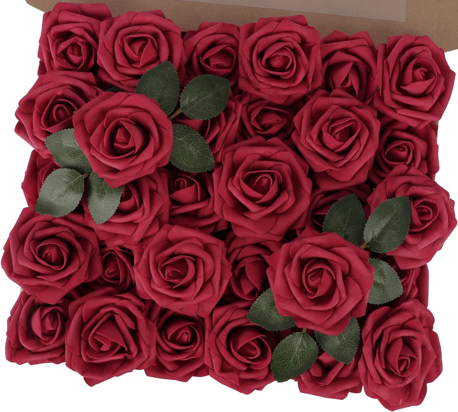 MACTING Artificial Rose Flowers 30PCS Real Touch Fake Flowers with Stem Foam Roses for DIY Wedding Bouquet Backdrop Table Centerpieces Arrangements Crafts Party Home Valentines Day Decorations,Red