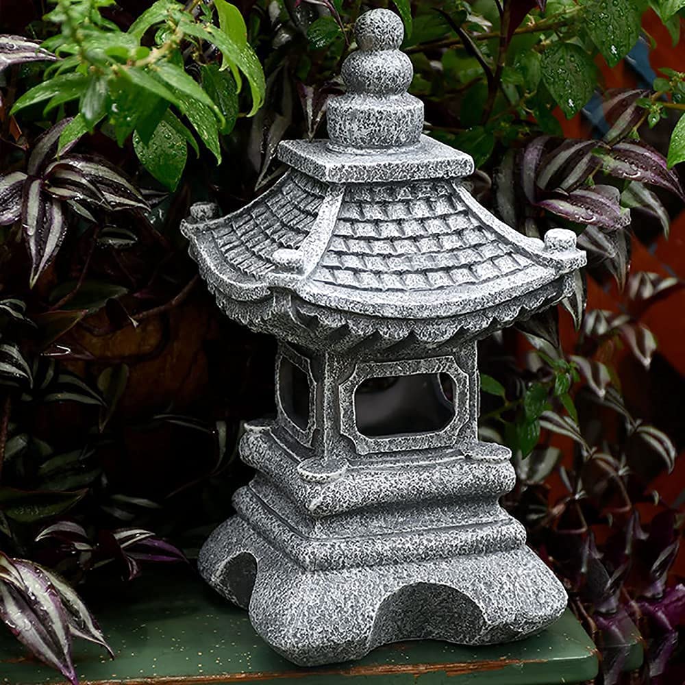 Dekoracja na zewnątrz statuetka do domu na podwórko dekoracja rzeźba ogród ozdoba figurka solarna pagoda wieża latarnia orientalny krajobraz wewnętrzny