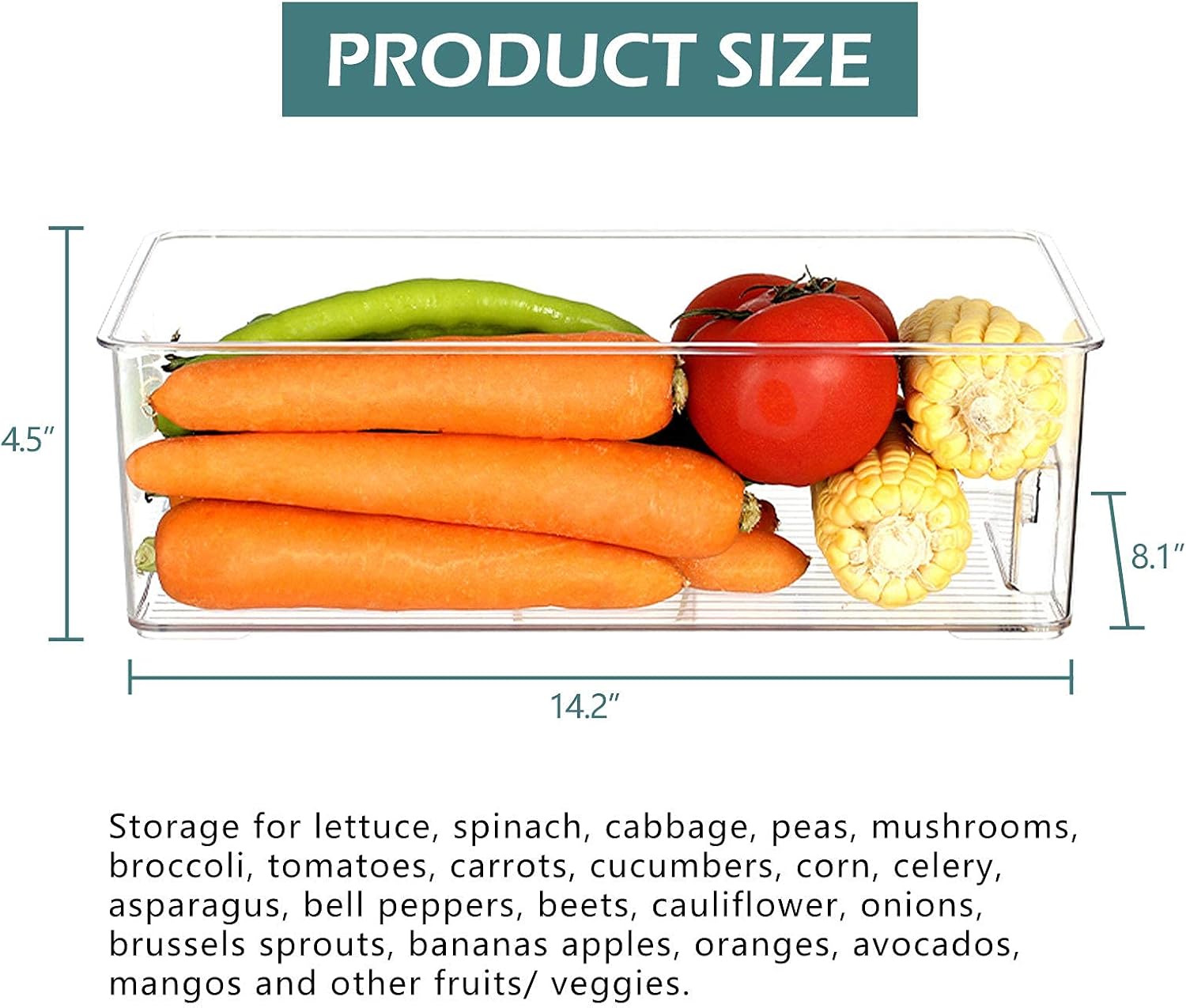 elabo Food Storage Containers Fridge Produce Saver- Stackable Refrigerator Organizer Keeper Drawers Bins Baskets with Lids and Removable Drain Tray for Veggie, Berry and Fruits