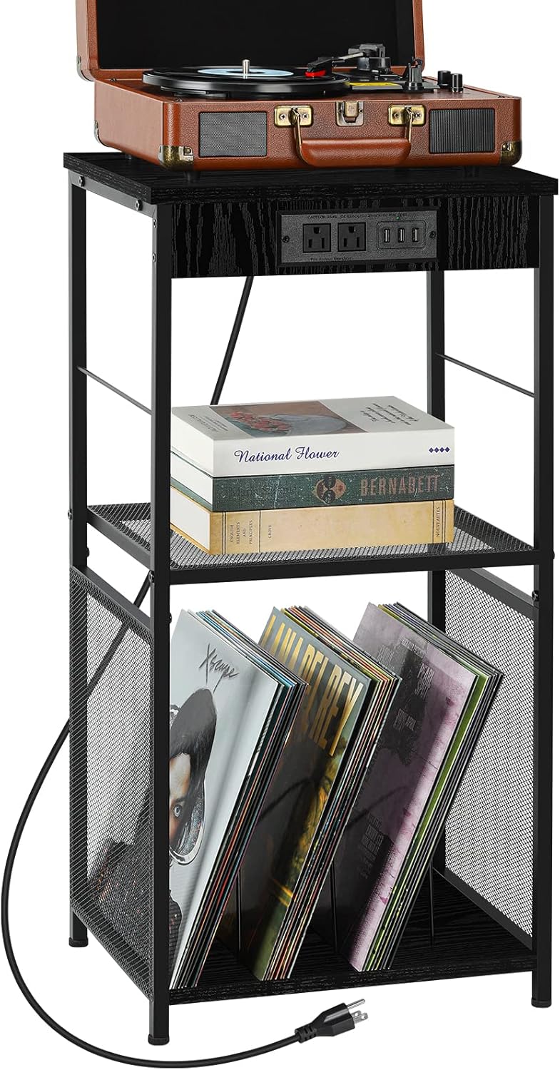 Vinyl Record Storage, Record Player Stand 3 Tier Vinyl