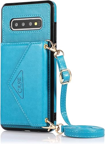 Miniatura 3 de Asuwish Compatible con Samsung Galaxy S10 - Funda tipo cartera cruzada y protector de pantalla de vidrio templado, soporte para tarjetas de crédito,