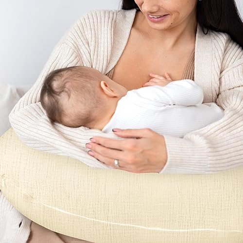 Miniatura 5 de GFU Paquete de 2 fundas de almohada de muselina para lactancia, funda de almohada suave para madres que amamantan, funda extraíble para bebé niña y