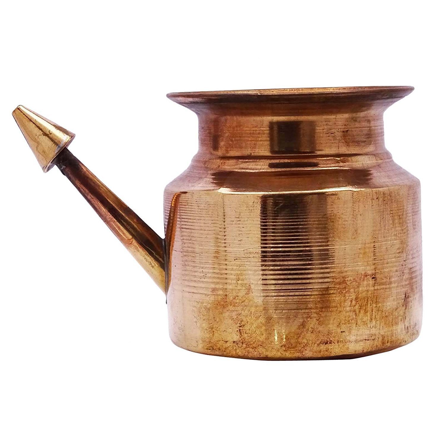 DivineTM Neti Lota Ramjhara Oración de viajero Kalash cobre puro tradicional hindú Pooja artículo maceta con polvo de limpieza de cobre