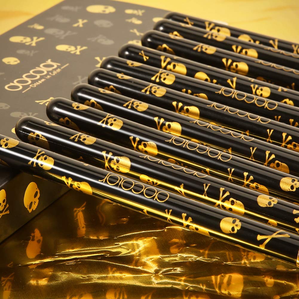 Docolor Makeup Eye Brush Set - Goth Eye Makeup Brushes Eyeshadow Eyeliner Blending Crease Kit - Best Choice 10 Essential Makeup Brushes - Skull Printed Eyeshadow Eyebrow Blending Brushes Set : Beauty & Personal Care