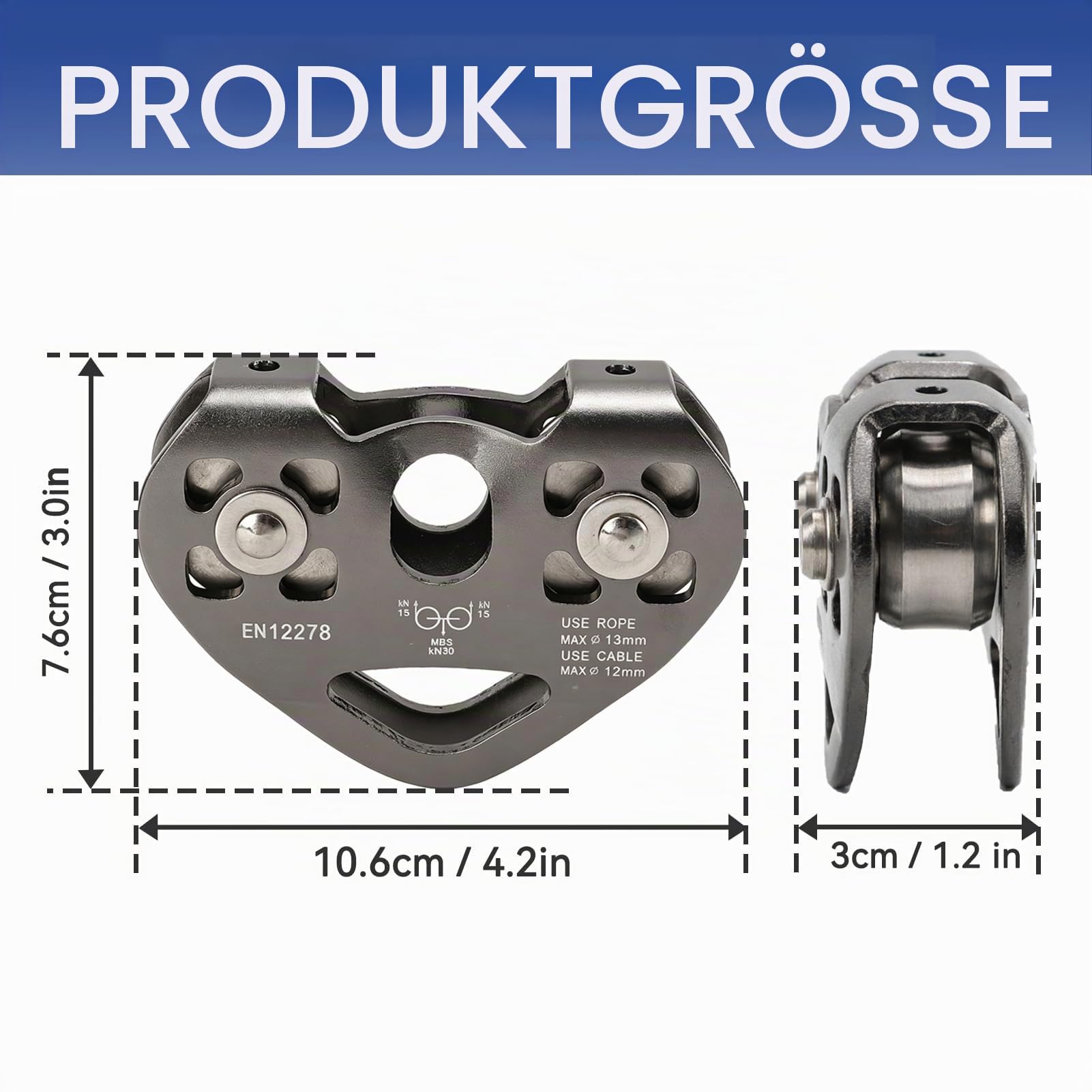 Zipline -Riemenscheibe, Klettern Zip -Linie -Riemenscheibe, Zipline -Schwenkriemenscheiben Klettern Aluminium mit Tandemgeschwindigkeit Doppelwagen für Bergsteiger