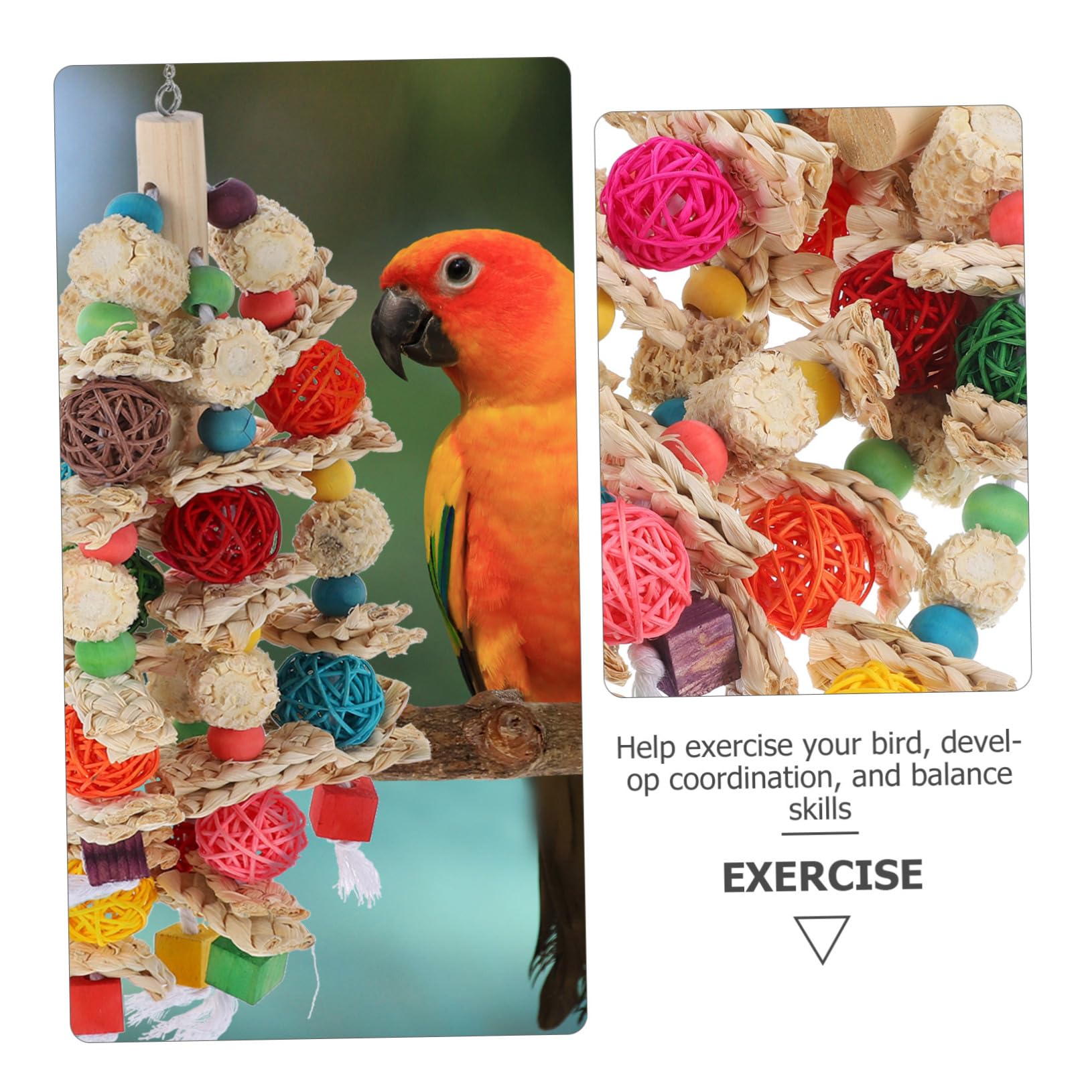 Angoily Giocattolo Per Uccelli Per Pappagalli e Parrocchetti Accessorio Per Esercizio e Riposo Giocattolo Da Masticare Per Uccelli Design Multiuso Per Pet Bird e Macaw