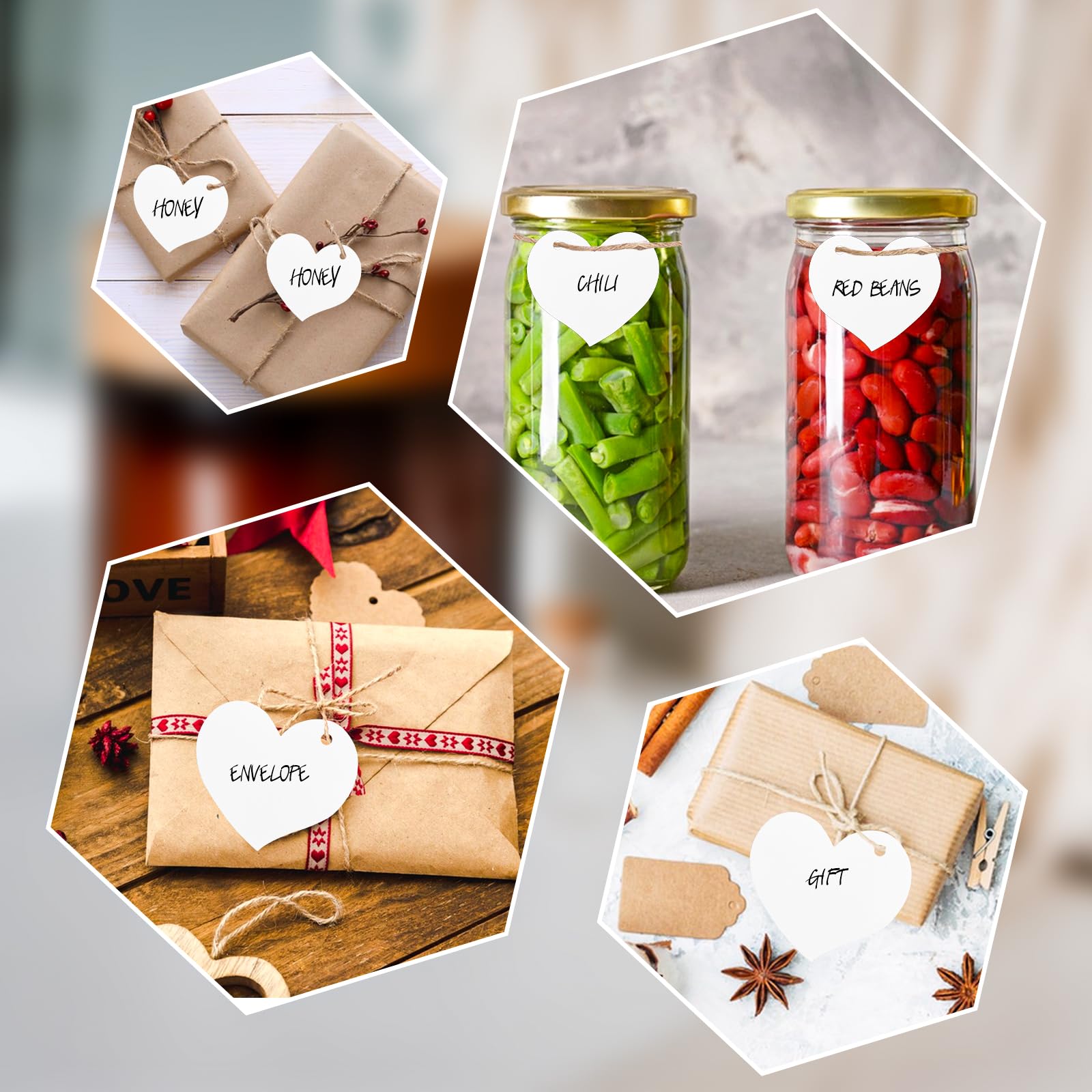 ETIQUETTE CADEAU,white--Étiquettes Cadeaux En Forme De Cœur, Lot De 100