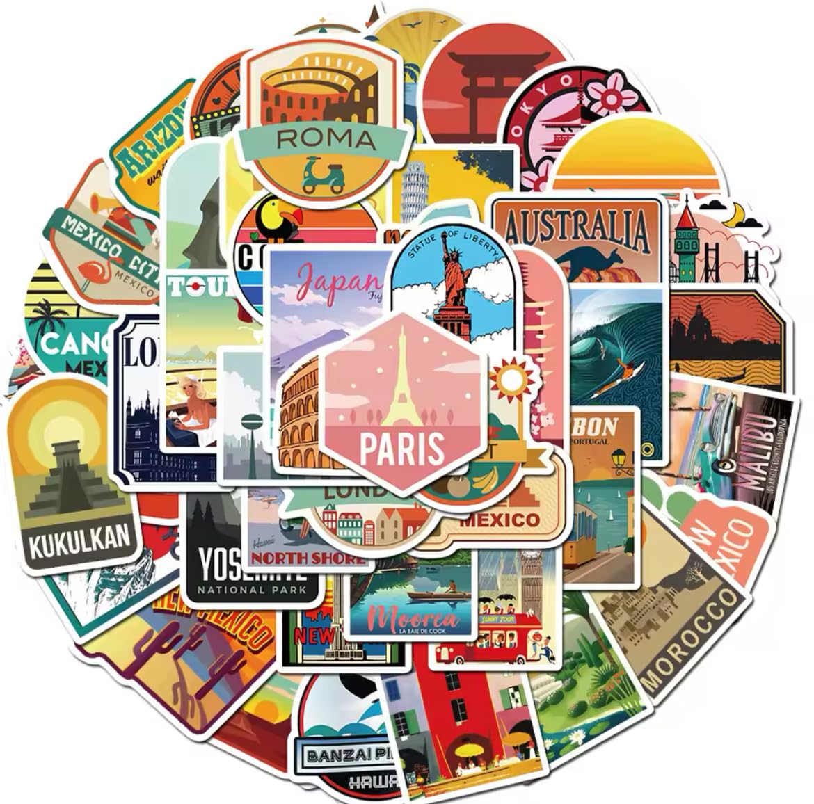 50 Pack Global Destination Locations Sticker Pack