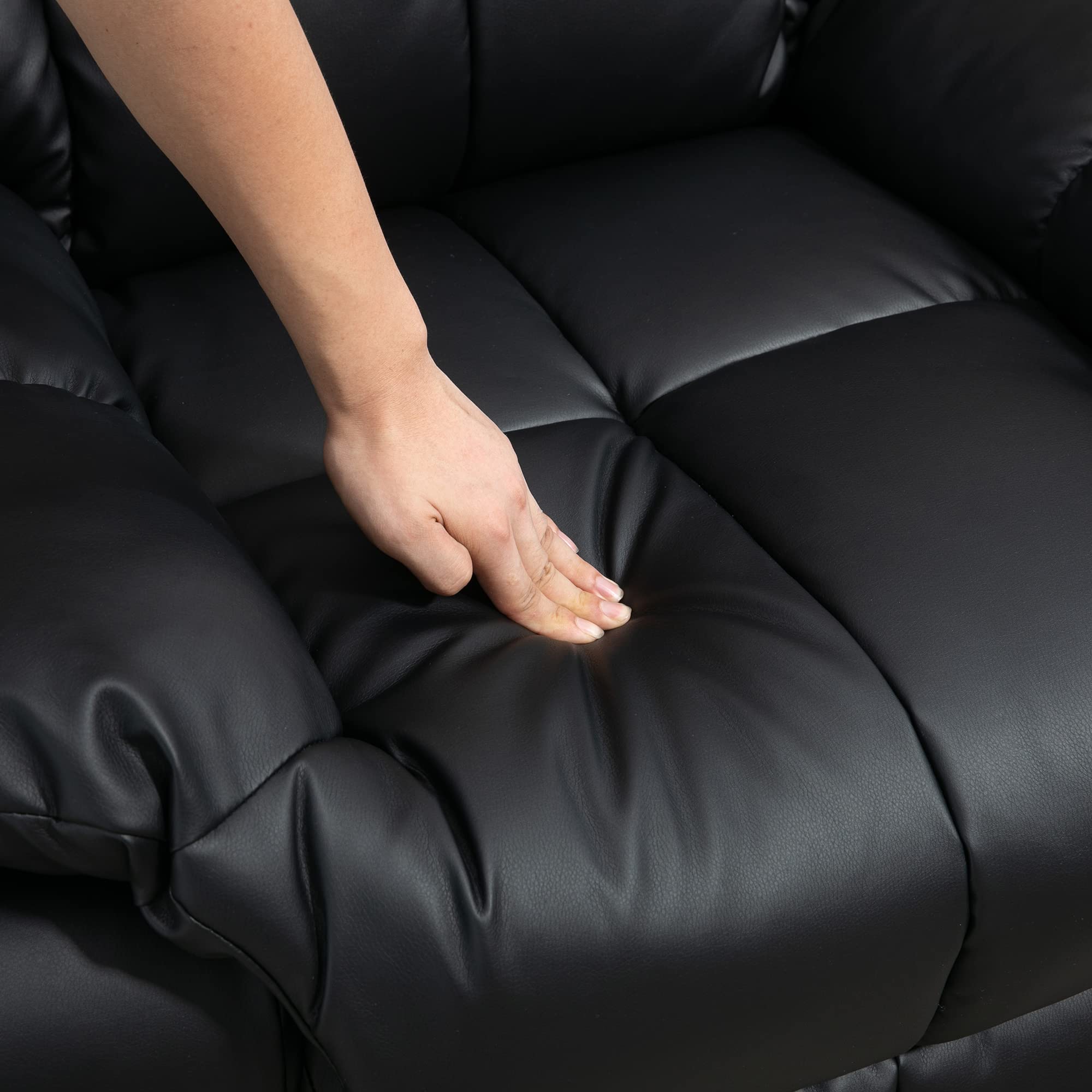 HOMCOM Sillón de Masaje, Sillón Relax Reclinable con 8 Puntos de Masaje, Mando a Distancia, Tapizado en PU, Reposapiés, Bolsillo Lateral, Butaca para Salón, Dormitorio, Negro