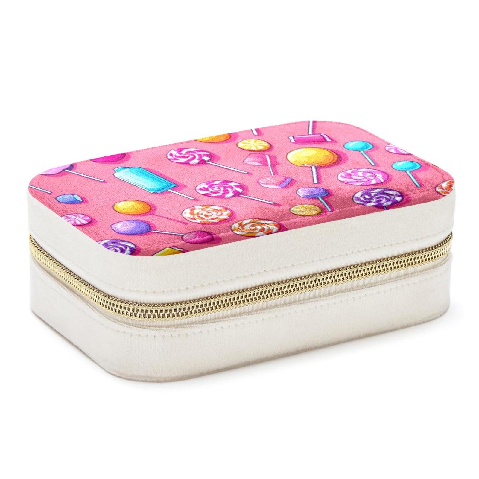 Boîte à bijoux spacieuse double couche et organiseur de voyage en velours rose pour collier