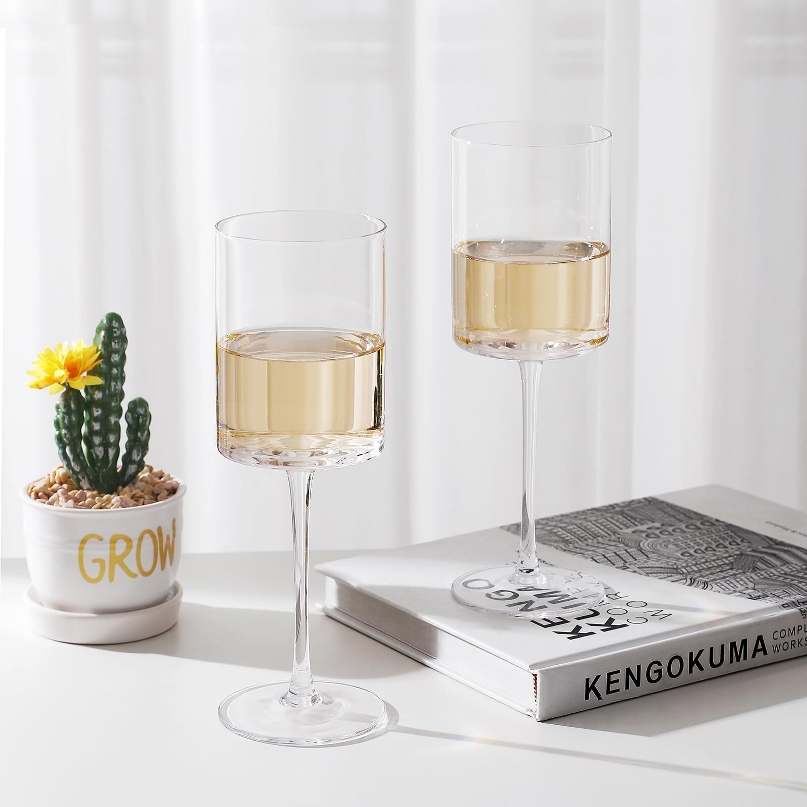 Set di 2 bicchieri da vino da 13 once, eleganti bicchieri in vetro soffiato a mano for vino rosso bianco, calici di alta qualità cristallini Bicchiere per bevande