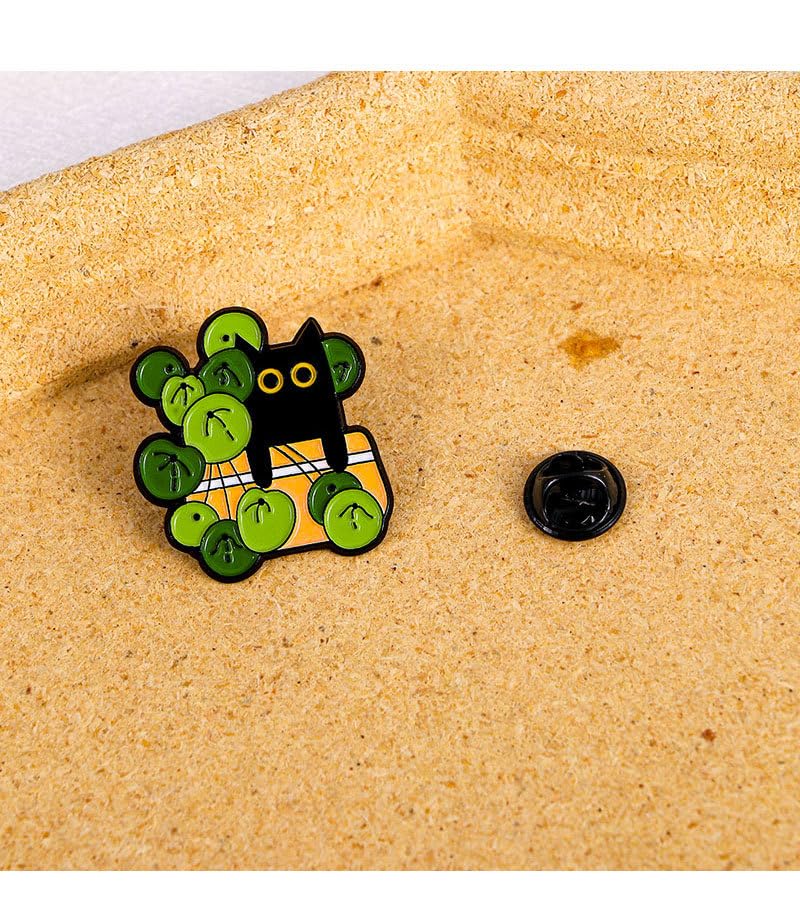 Image of 8 pcs Cat Potted Plants Alloy Enamel Pins, Creative Cartoon Black Cat Pins Cute Animal Enamel Brooch Badges Pins for Men Women Kids Badges Clothing Jackets Hat DIY Accessory (Potted Cat)