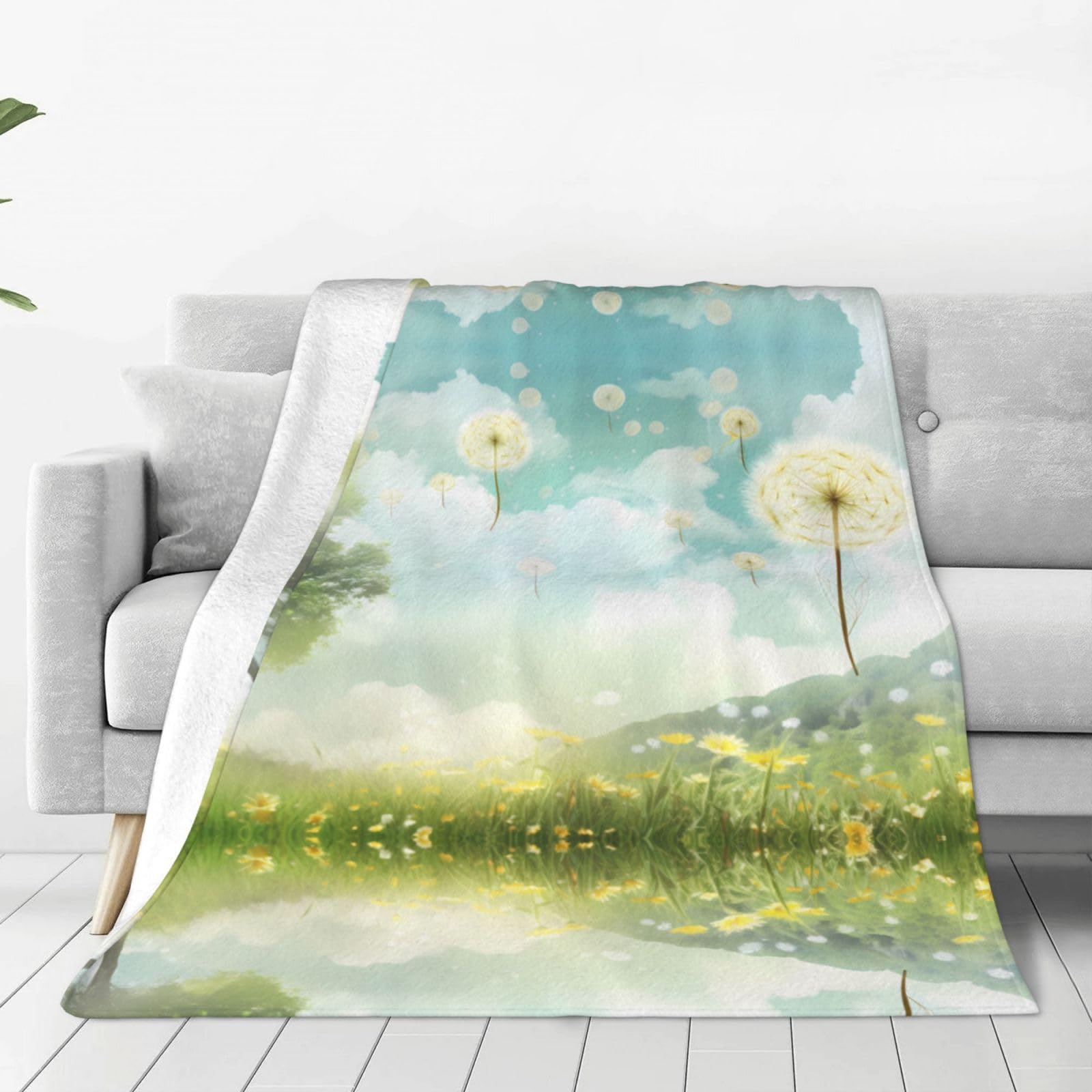 Couverture en flanelle pissenlit PHAYAH 203x152 cm pour canapé et lit