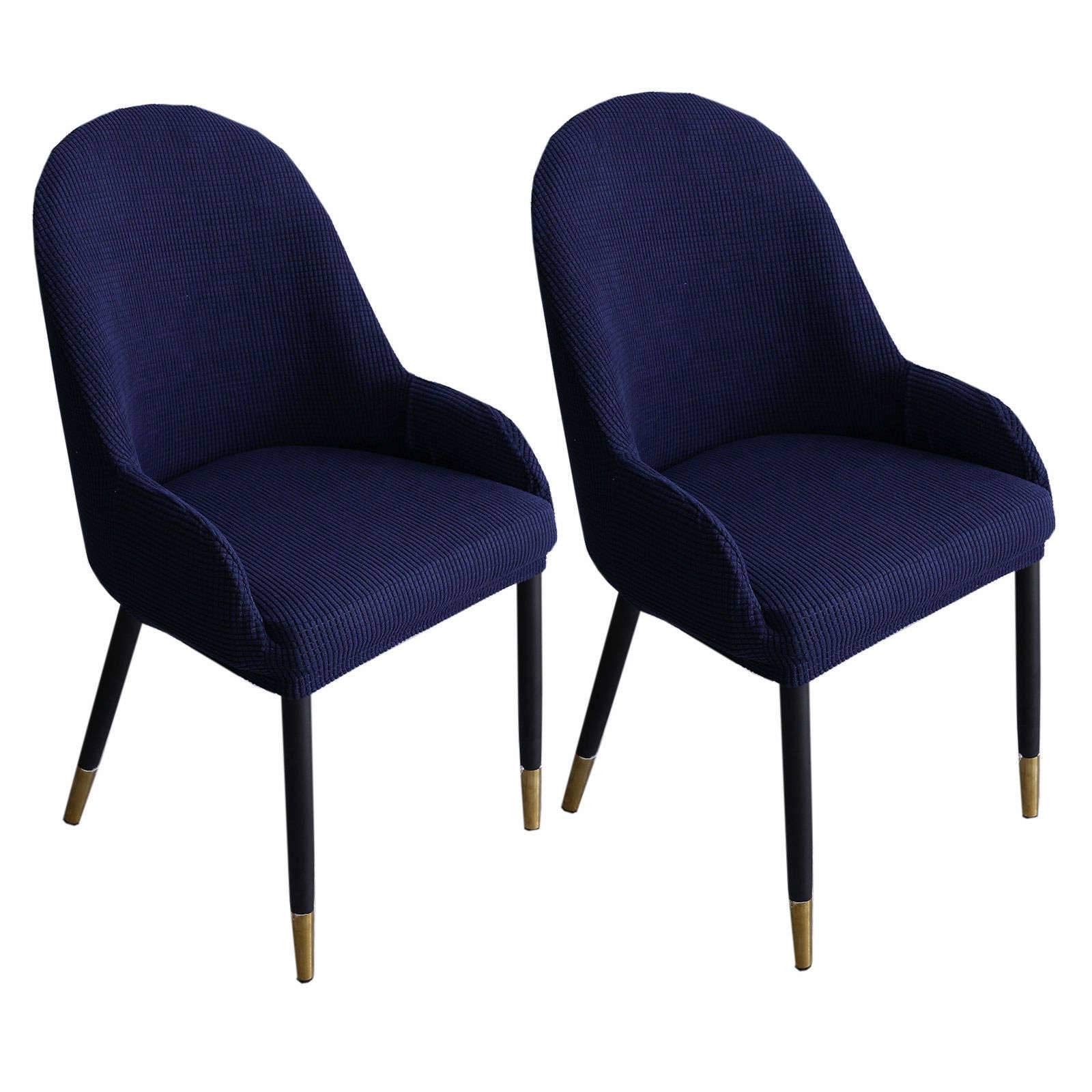 Funda elástica para silla de comedor con respaldo curvado, funda extraíble y lavable para cocina, banquete y fiesta, juego de 2 unidades, color azul marino