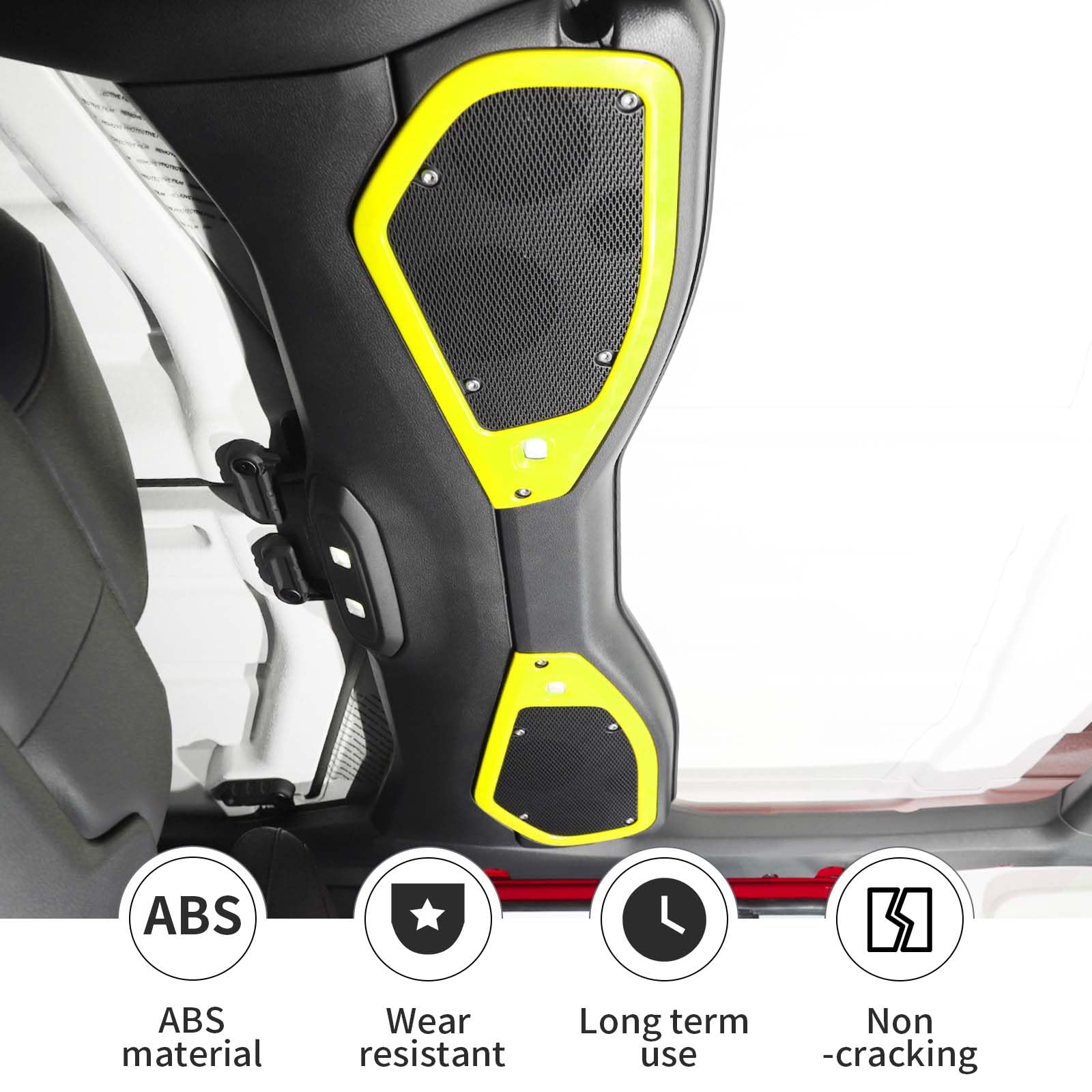 JWWY Red ABS Interior Trim Covers For Jeep Wrangler JL/JLU & Gladiator JT (2018-2025) – Speaker & A-Pillar Accents