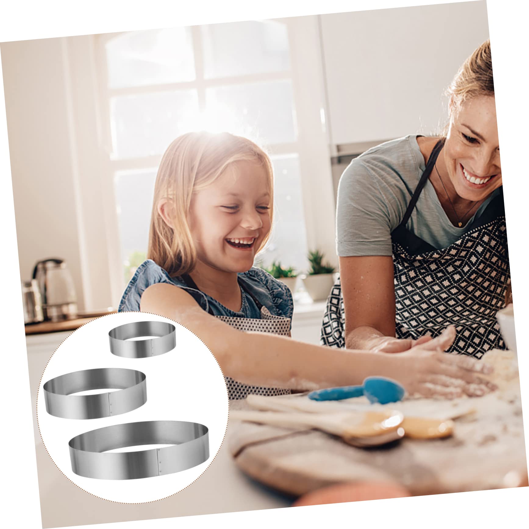 MOLUCKFU Mousse Cake Baking Ring 3pc Set Non-stick Easy to Clean Perfect for Diy Cakes Parties