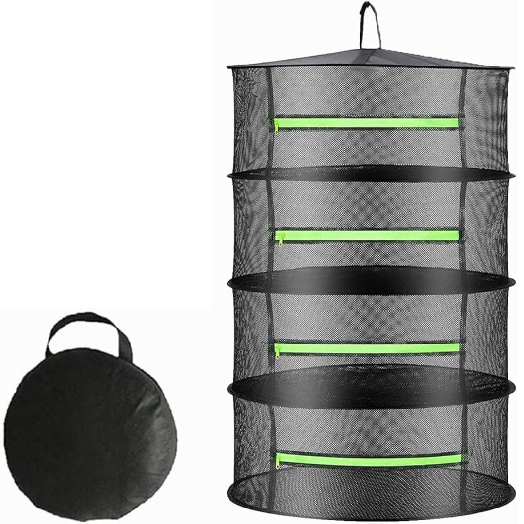 DEVIL PRESS Drying Net, Mesh Hanging Herb Dryer Rack Collapsible Black (4 layer)