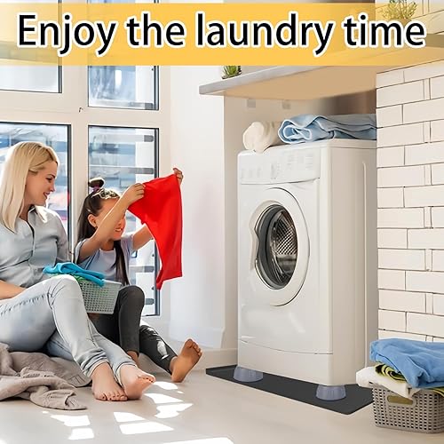 Miniatura 4 de Bandeja de drenaje grande para lavadora de 33"x30" con 4 almohadillas antivibración para los pies  Bandeja para lavadora, antideslizante,