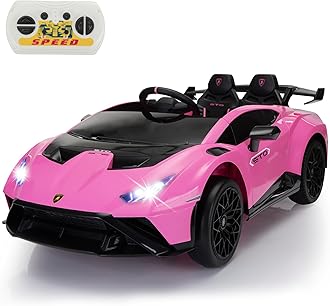 24V Lamborghini Ride On Toy TOBBI Electric Lamborghini Car for Kids to Drive Battery Powered Motorized Drift Vehicle Baby Lamborghini with Remote Control High Speed 6.21mph/h Max 80lbs, Pink