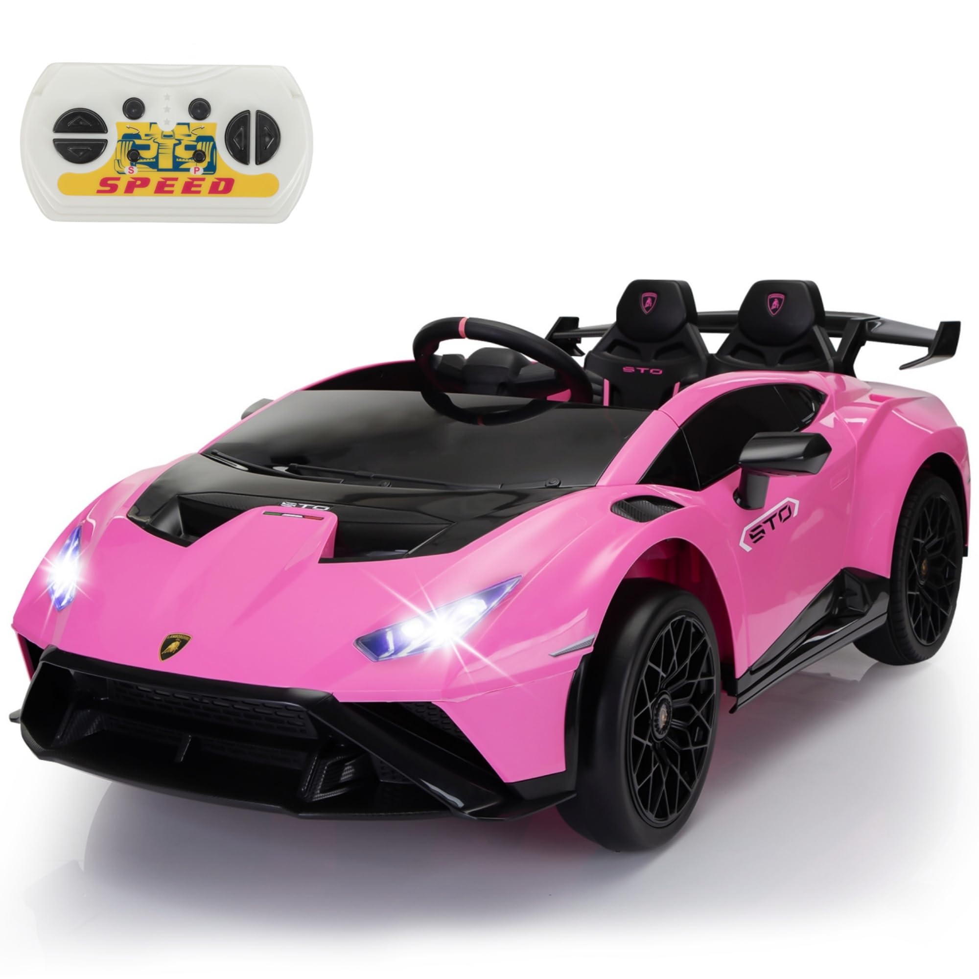 24V Lamborghini Ride On Toy TOBBI Electric Lamborghini Car for Kids to Drive Battery Powered Motorized Drift Vehicle Baby Lamborghini with Remote Control High Speed 6.21mph/h Max 80lbs, Pink