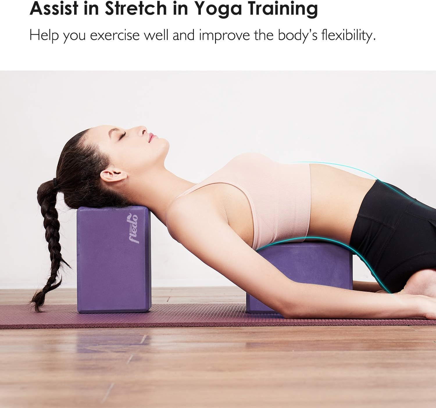 Fledo Yoga Blocks 2 Pack 9"x6"x4" - EVA Foam Brick, Featherweight and Comfy - Provides Stability and Balance - Ideal for Exercise, Pilates, Workout, Fitness & Gym (Purple) : Sports & Outdoors