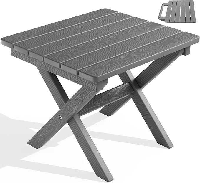 SERWALL Small Folding Side Table (Color: Grey)