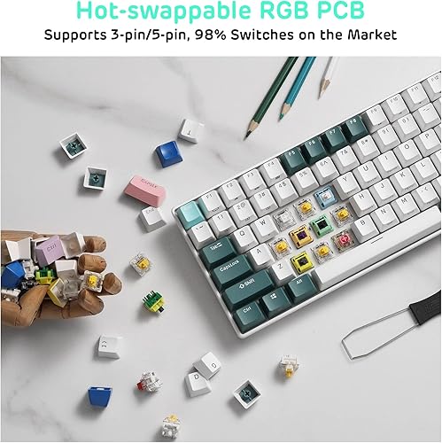 Miniatura 7 de RK ROYAL KLUDGE RK96 RGB Limited Ed, 90% 96 teclas inalámbricas triple modo Bluetooth 5.02.4GUSB-C Teclado mecánico intercambiable en caliente con