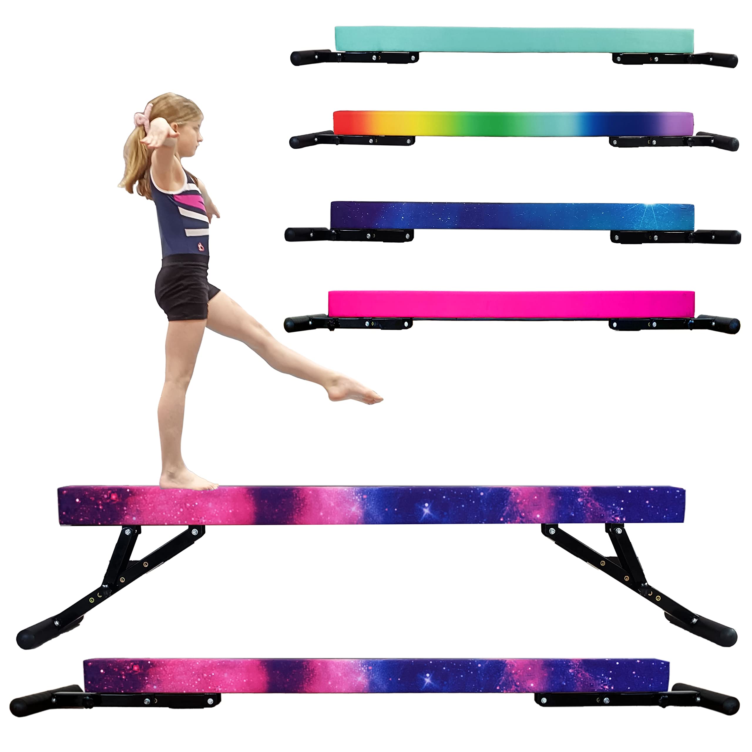 FC FUNCHEER Adjustable balane Beam for Kids 8FT Gymnastics Beam high and Low Floor Beam, Anti-Slip Rubber Base,Competition Gymnastic Equipment for Kids traininng at Home