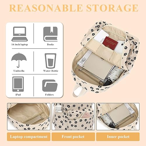 Miniatura 7 de LEDAOU Mochila Escolar para Niñas Adolescentes de Escuela Primaria y Secundaria Mochila para Libros, Mochilas para Niños, Mochila para Computadora