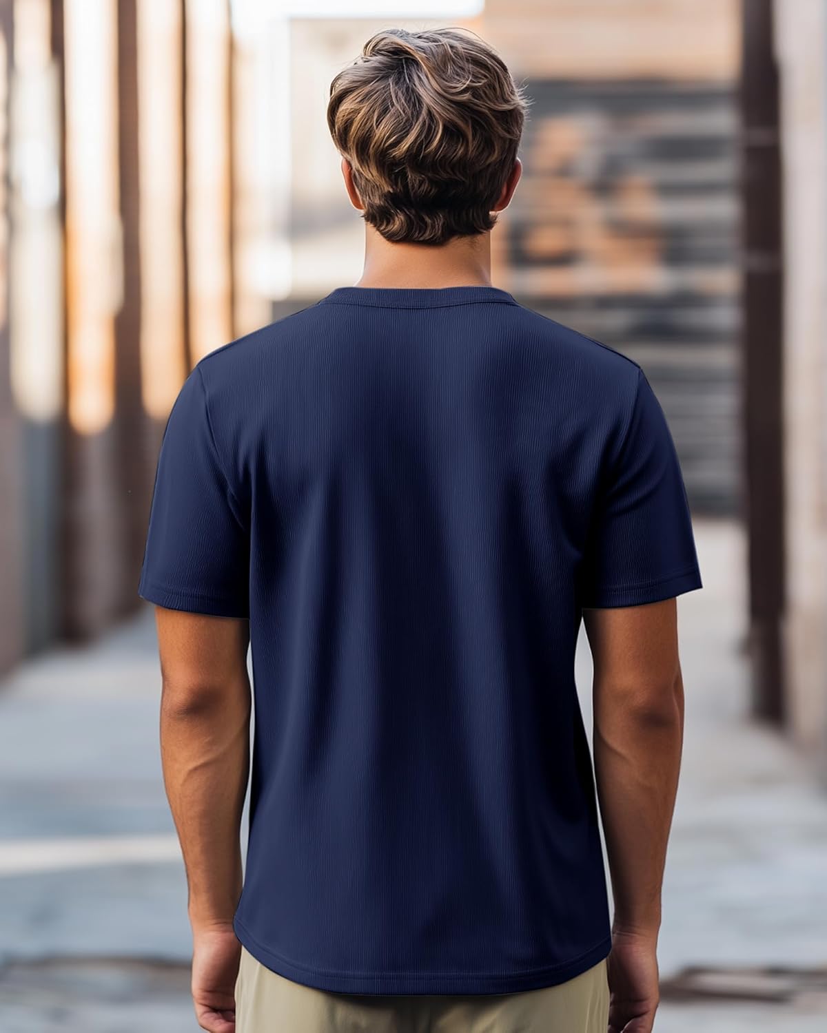 Huukeay 3 Pack Men's T-Shirts Crewneck Short Sleeve Shirts Ribbed Knit Tees Dressy Casual Tops - Image 6