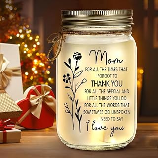Mason Jar Night Light - Mother's Day Gifts for Mom from Daughter Son Kids, Personalized Christmas Birthday Gift for Mom Mama, Sentimental Home Decor, Glowing Jar Lamp