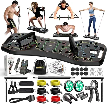 LALAHIGH Portable Home Gym System: Large Compact Push...